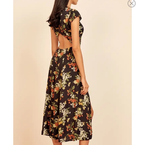 Reformation Black Floral Midi Dress - Picture 4 of 10
